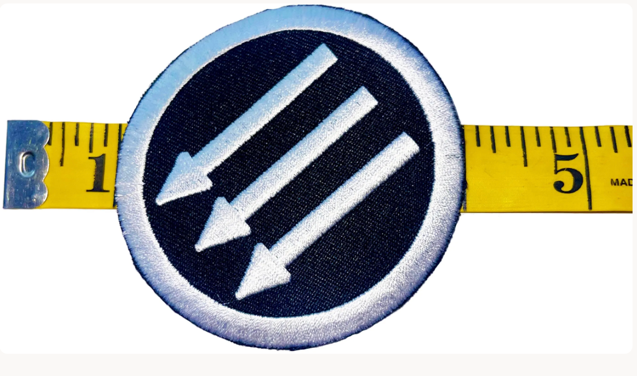 3" Iron Front Patch: Antifascist Three Arrows Embroidered Applique