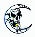 Crescent Moon Skull Iron On Embroidered Patch, Father Panik Original Art
