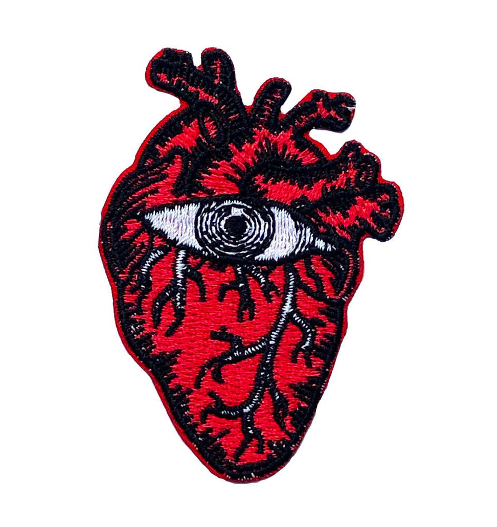 Anatomical Heart Eye Iron On Embroidered Patch, Father Panik Original Art