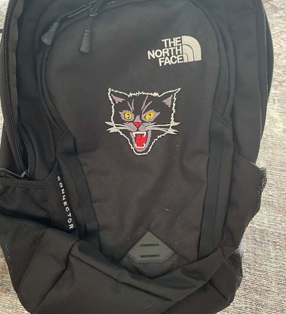 WildCat Black Cat Iron On Embroidered Patch, Punk Rockabilly Biker Traditional Tattoo Applique