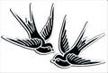 Black & White Swallow Iron On Embroidered Patch Set (2), Father Panik Original Art